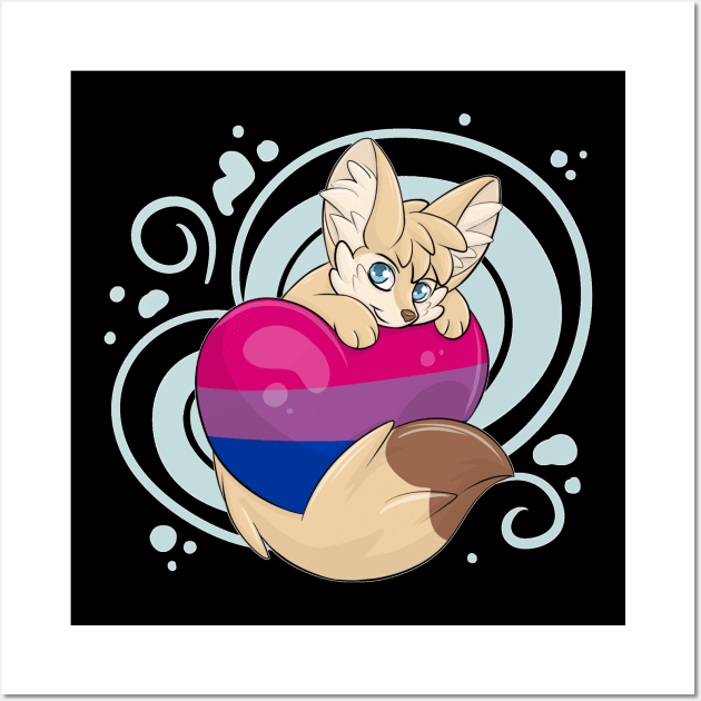 Bi Flag Heart Fennec Fox Wall Art by Fennekfuchs